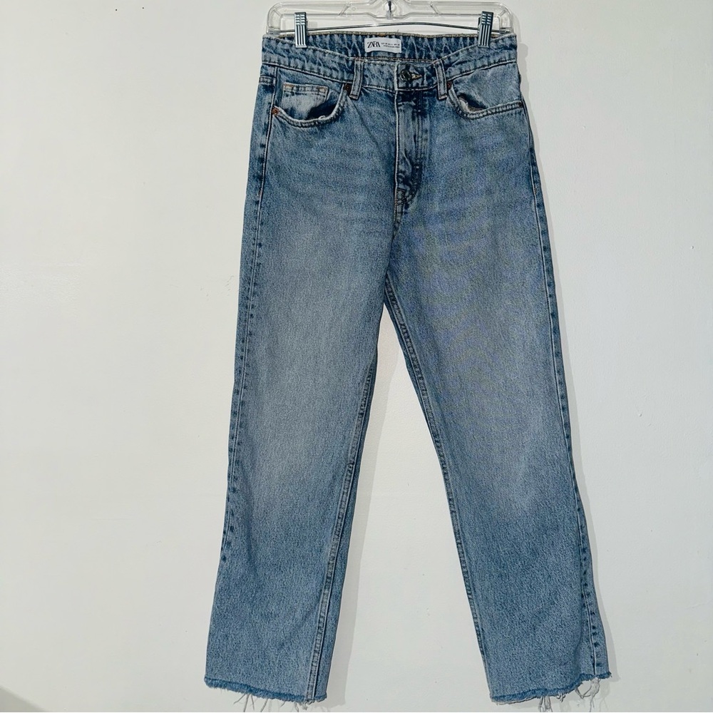 Zara 100% Cotton Fall Denim Sz4 Snug Fit Staple Casual Normcore Clean Girl Cozy